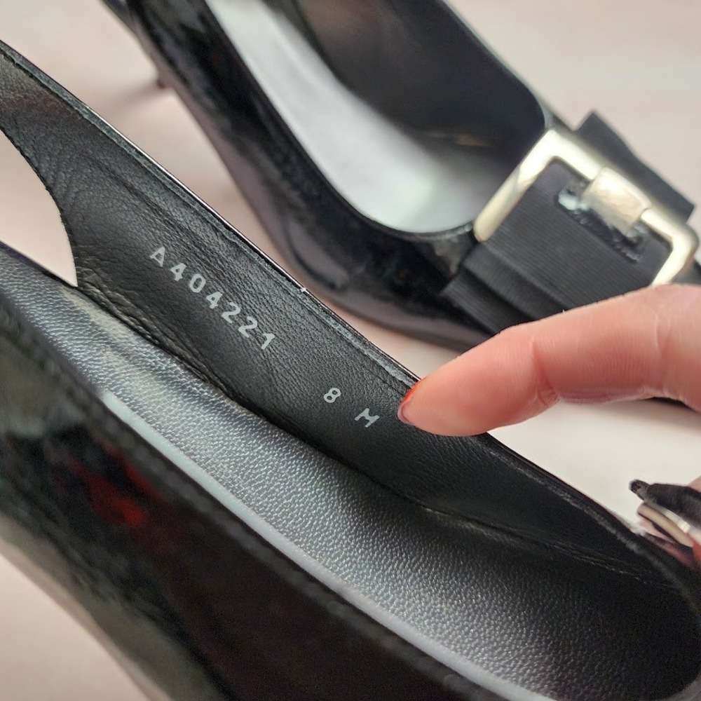 STUART WEITZMAN Dynasty Slingback Buckle Pumps Black Carolyn Bessette Kennedy 8 - Picture 7 of 12